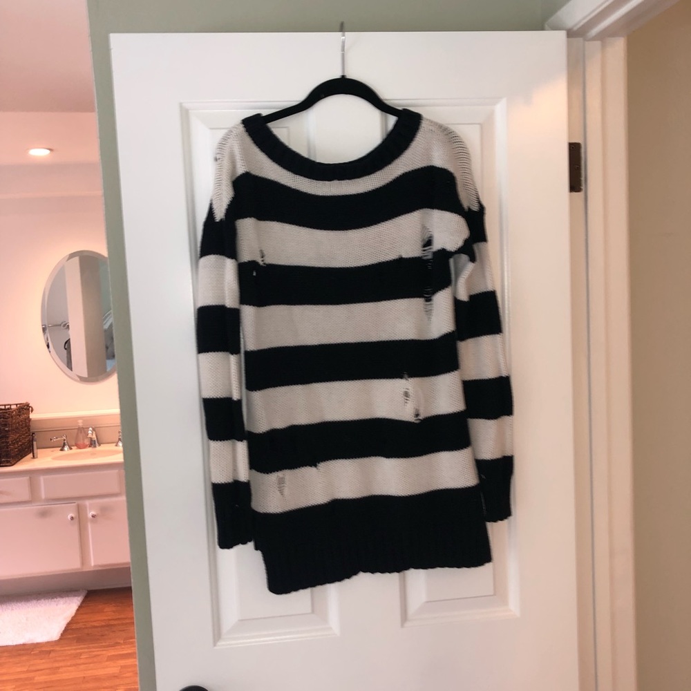 Express Ripped Striped Sweater - Picture 4 of 5